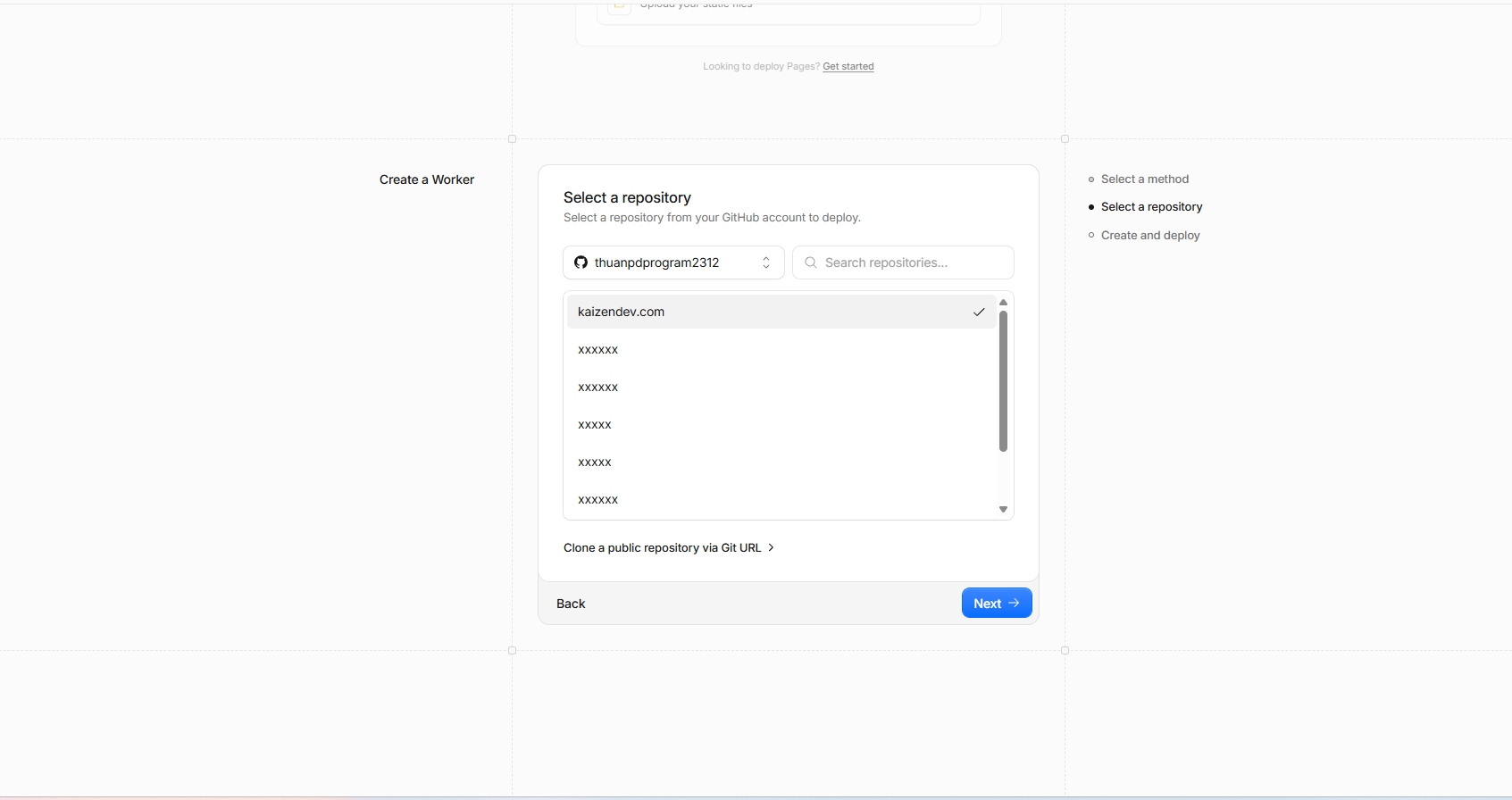 Workers & Pages の GitHub repository 一覧
