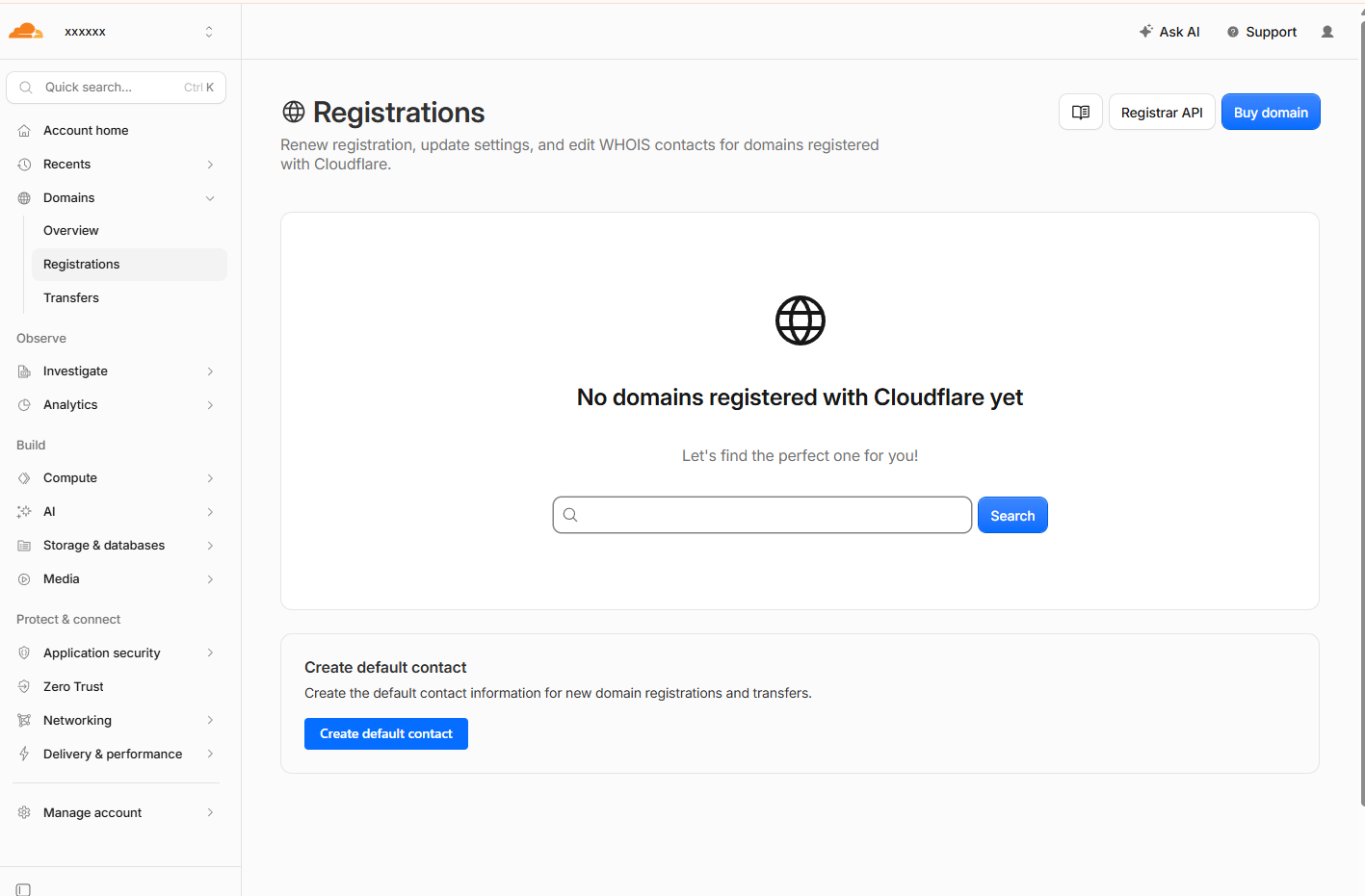 Cloudflare Registrations の検索