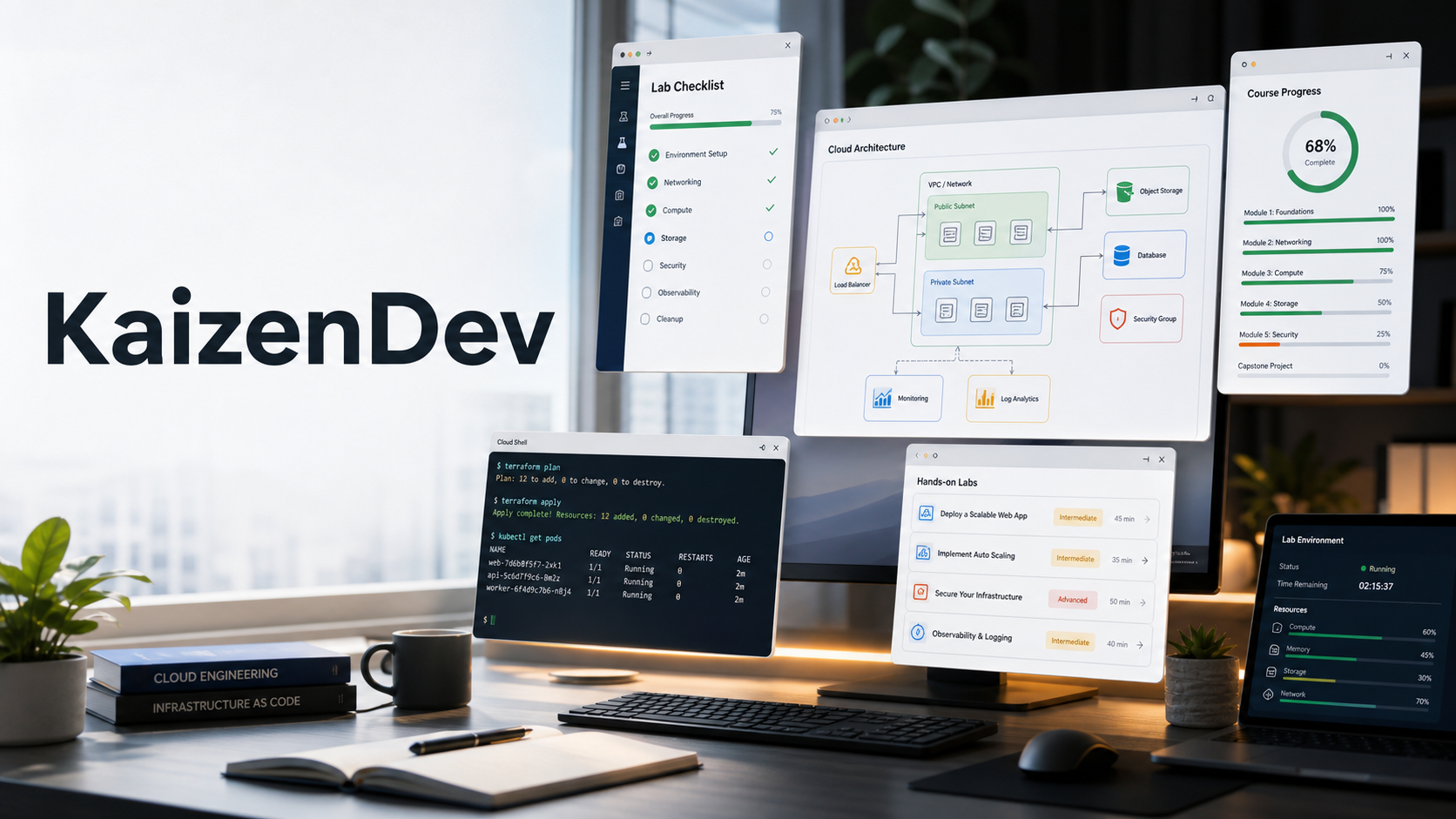 KaizenDev cloud learning dashboard preview